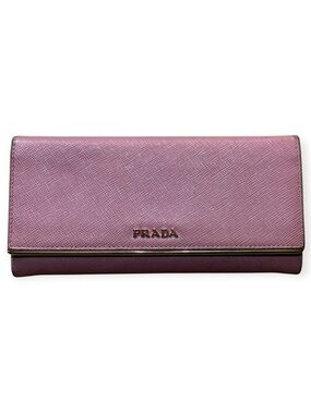 Prada Lavender Pink Saffiano Leather Continental Wallet